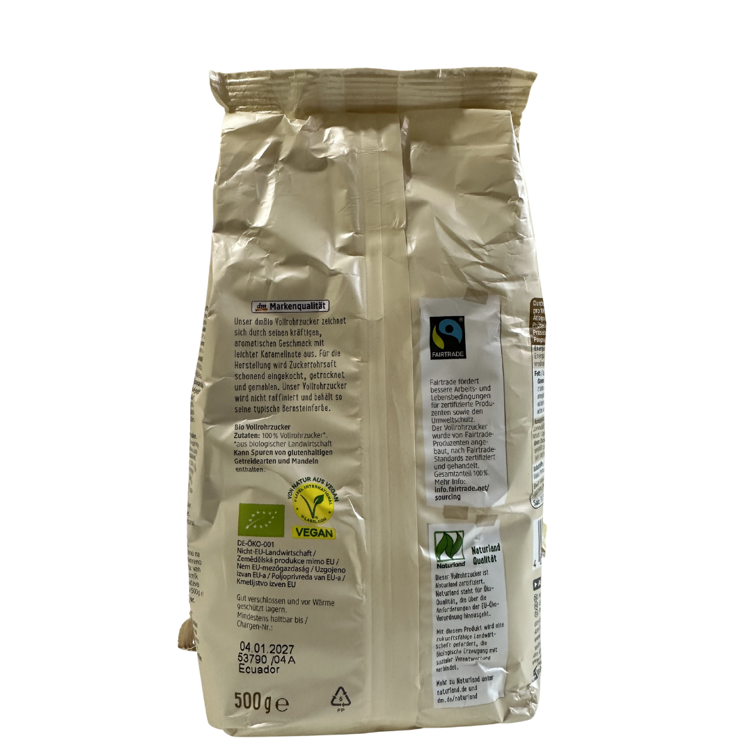 Sucre de Canne Intégral Bio Non Raffiné & Fairtrade 500g سكر قصب السكر الكامل العضوي