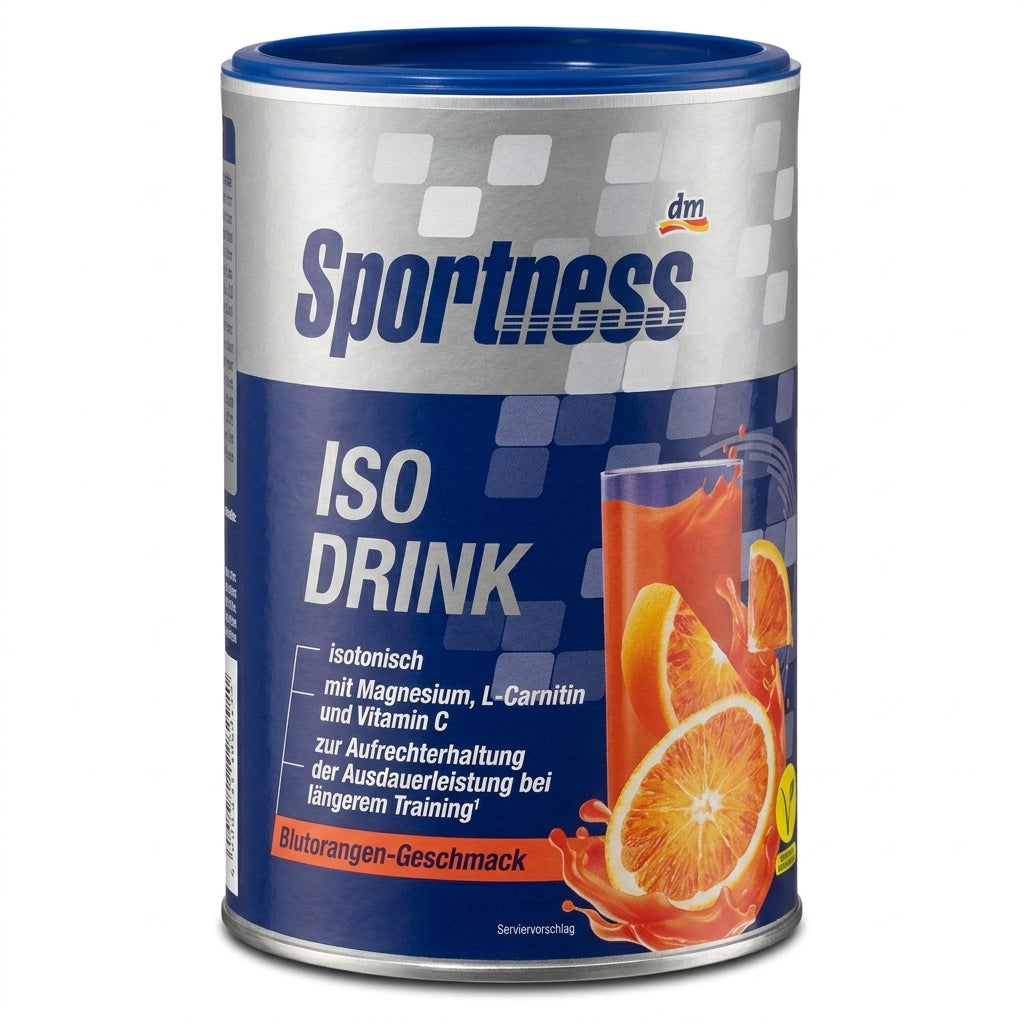 ISO DRINK – Boisson Isotonique en Poudre à la L-Carnitine, Magnésium & Vitamine C (750 g) – Goût Orange Sanguine - مسحوق المشروب الرياضي الإيزوتونيك سبورتنيس بنكهة البرتقال الأحمر – مع المغنيسيوم، إل-كارنيتين وفيتامين C – 750 جم