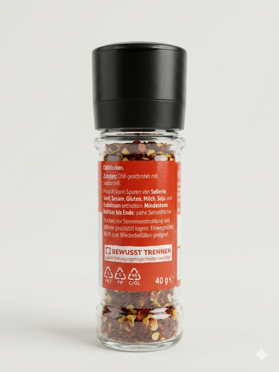 Chilli flex avec Moulin Intégré 40g شطة حارة بمطحنة مدمجة