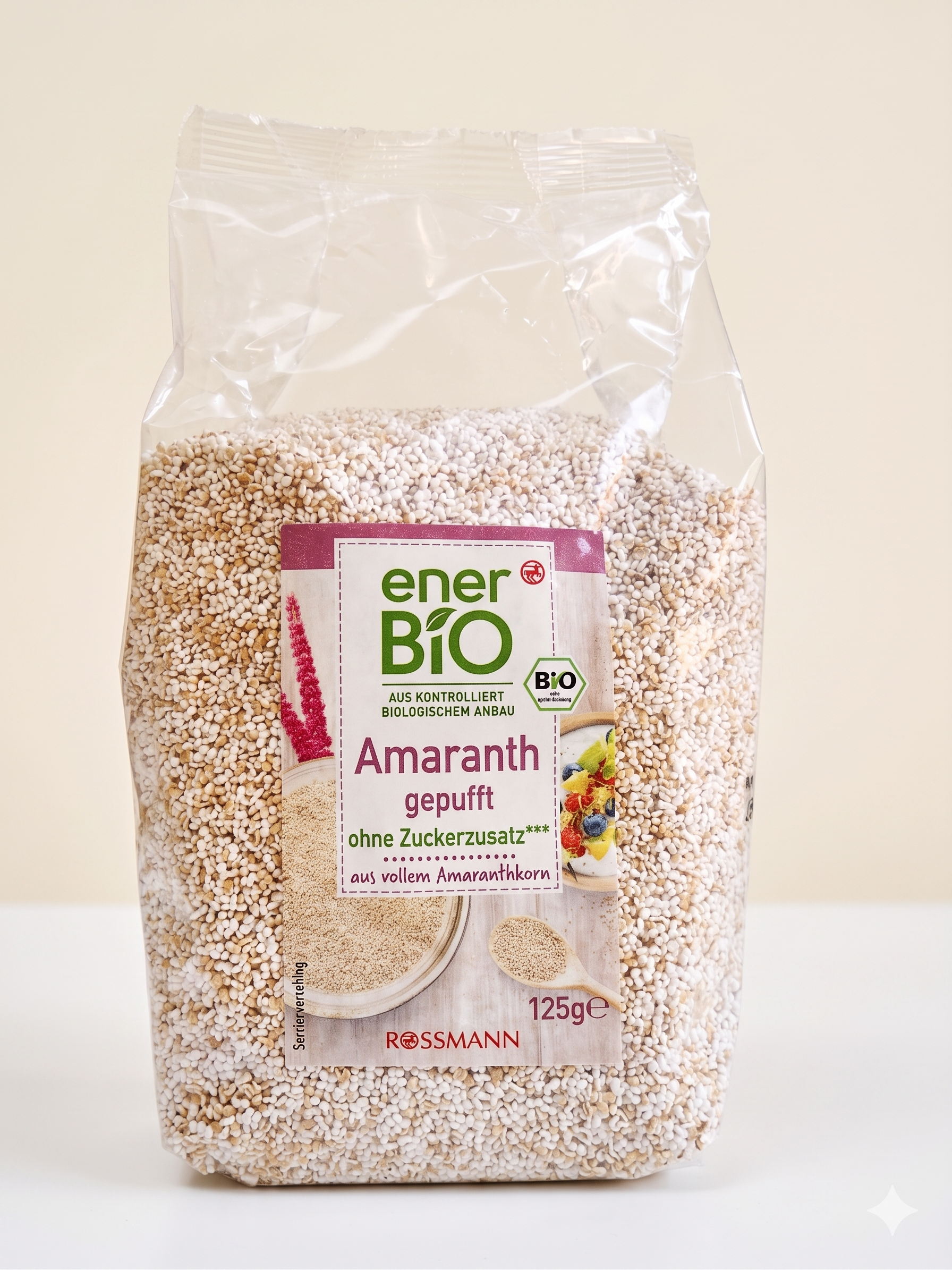 Amarante Soufflée Bio enerBiO - 100% Grains Entiers, Superaliment Vegan & Sans Gluten (125g) "سرّ الأزتيك في طبقك — الأمارانث العضوي المنفوخ بدون سكر مضاف"