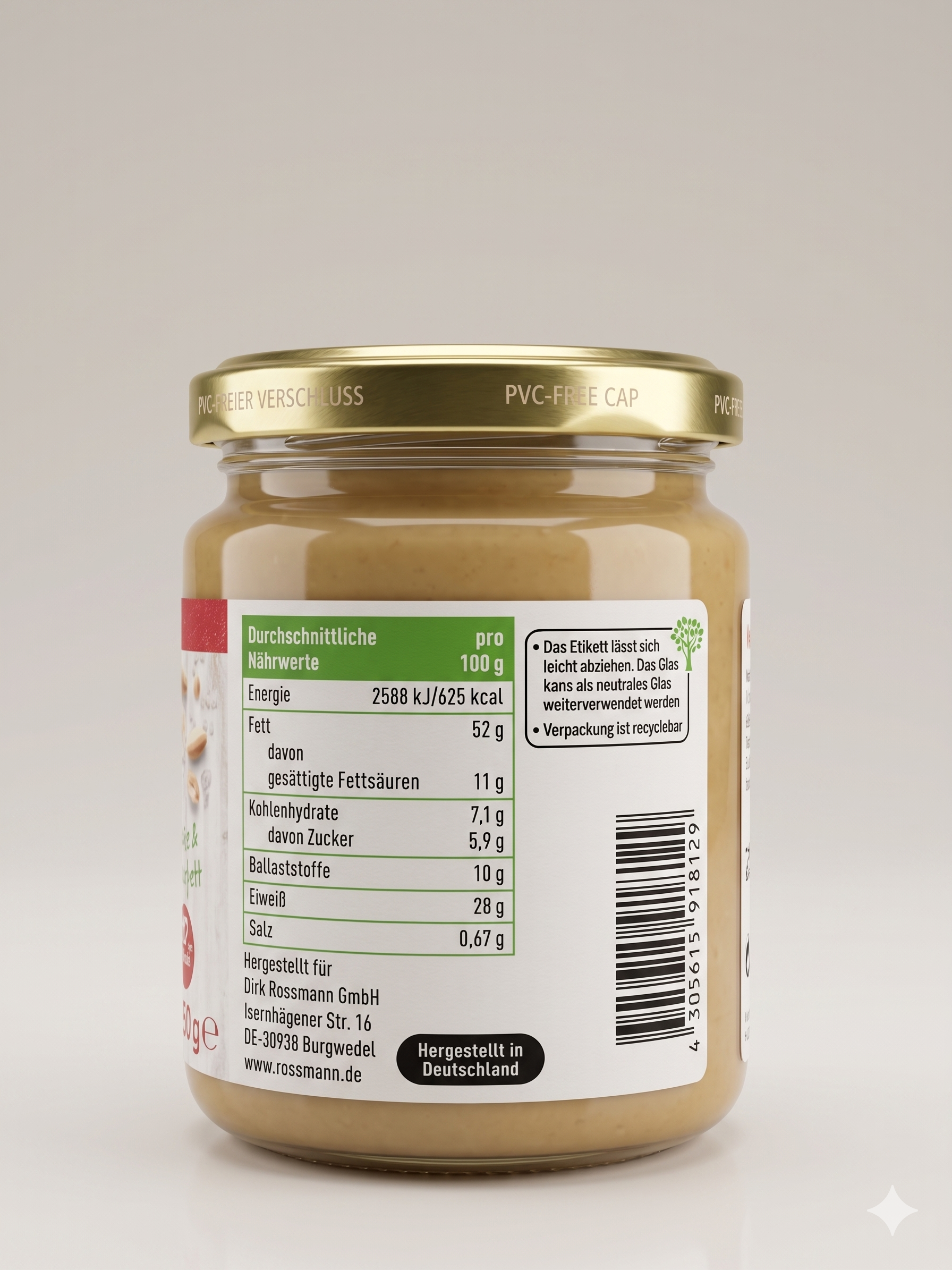 Beurre de Cacahuète Crunchy Bio 99% Cacahuètes, Sans Huile de Palme 250g فول سوداني خالص... كرانشي، طبيعي، بدون سكر مضاف
