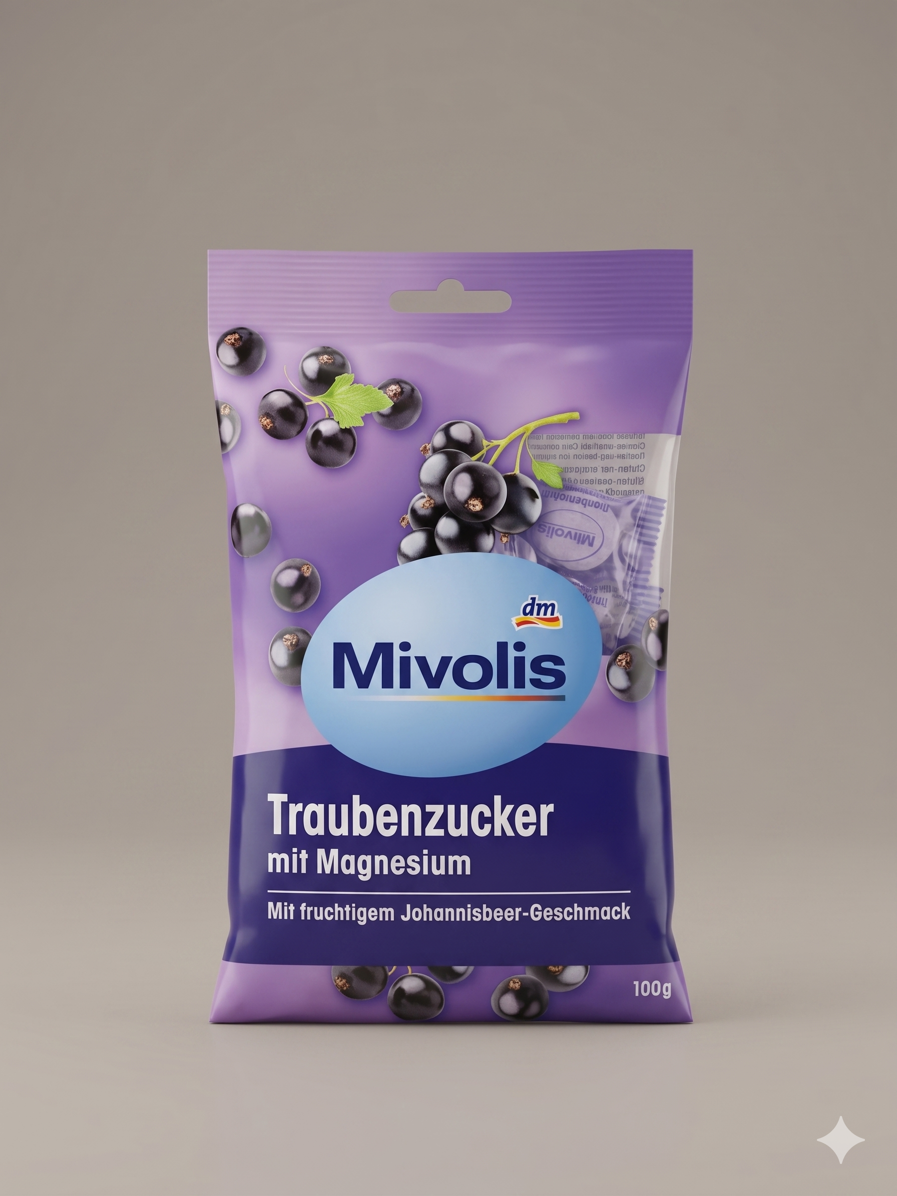 Pastilles de Dextrose au Magnésium - Saveur Fruitée Cassis - Mivolis (100g) "طاقة + استرخاء في حبة واحدة — جلوكوز بالمغنيسيوم بنكهة الكشمش الأسود!"