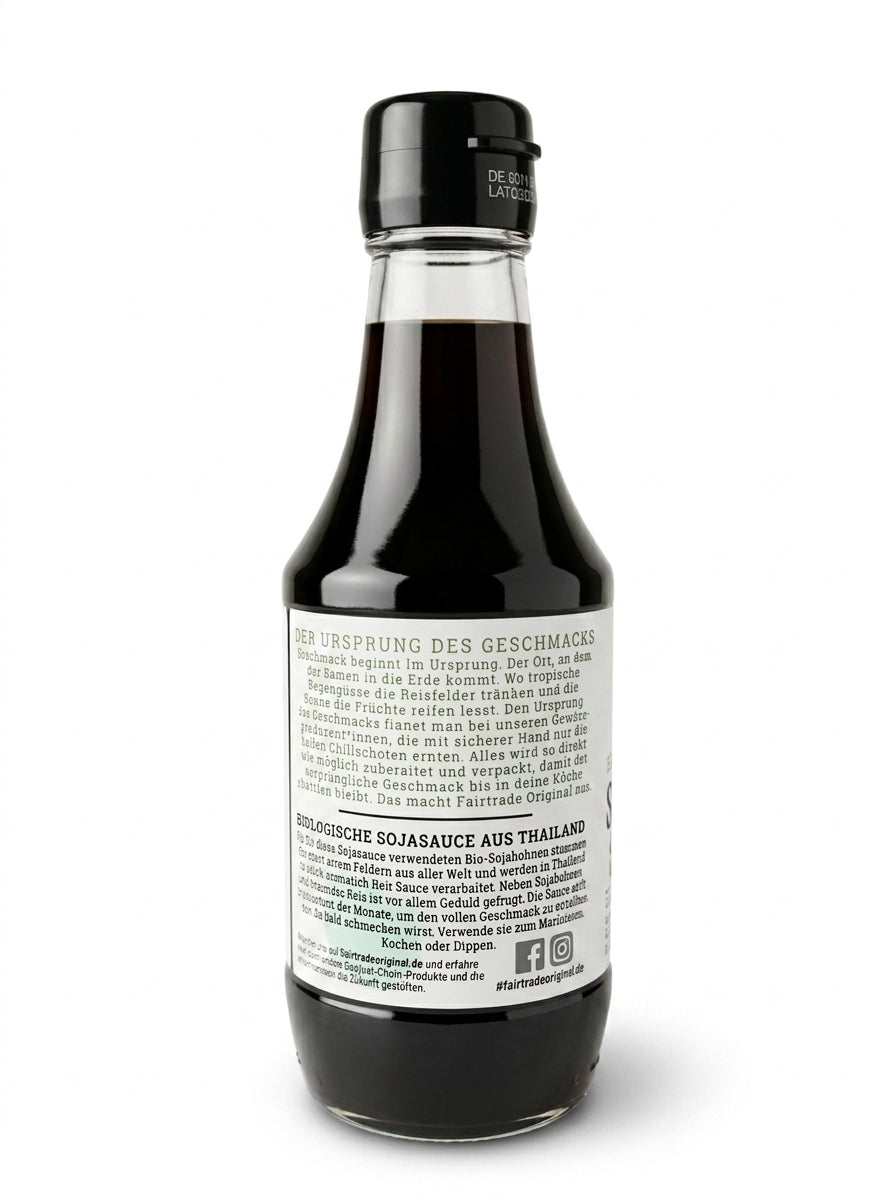 Sauce Soja Bio Fairtrade Original – Naturellement Fermentée – Sans Gluten & Vegan – 200ml صلصة الصويا التايلاندية العضوية من فيرتريد أوريجينال - خالية من الغلوتين