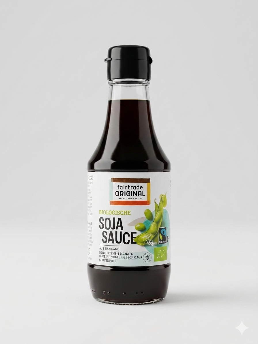 Sauce Soja Bio Fairtrade Original – Naturellement Fermentée – Sans Gluten & Vegan – 200ml صلصة الصويا التايلاندية العضوية من فيرتريد أوريجينال - خالية من الغلوتين