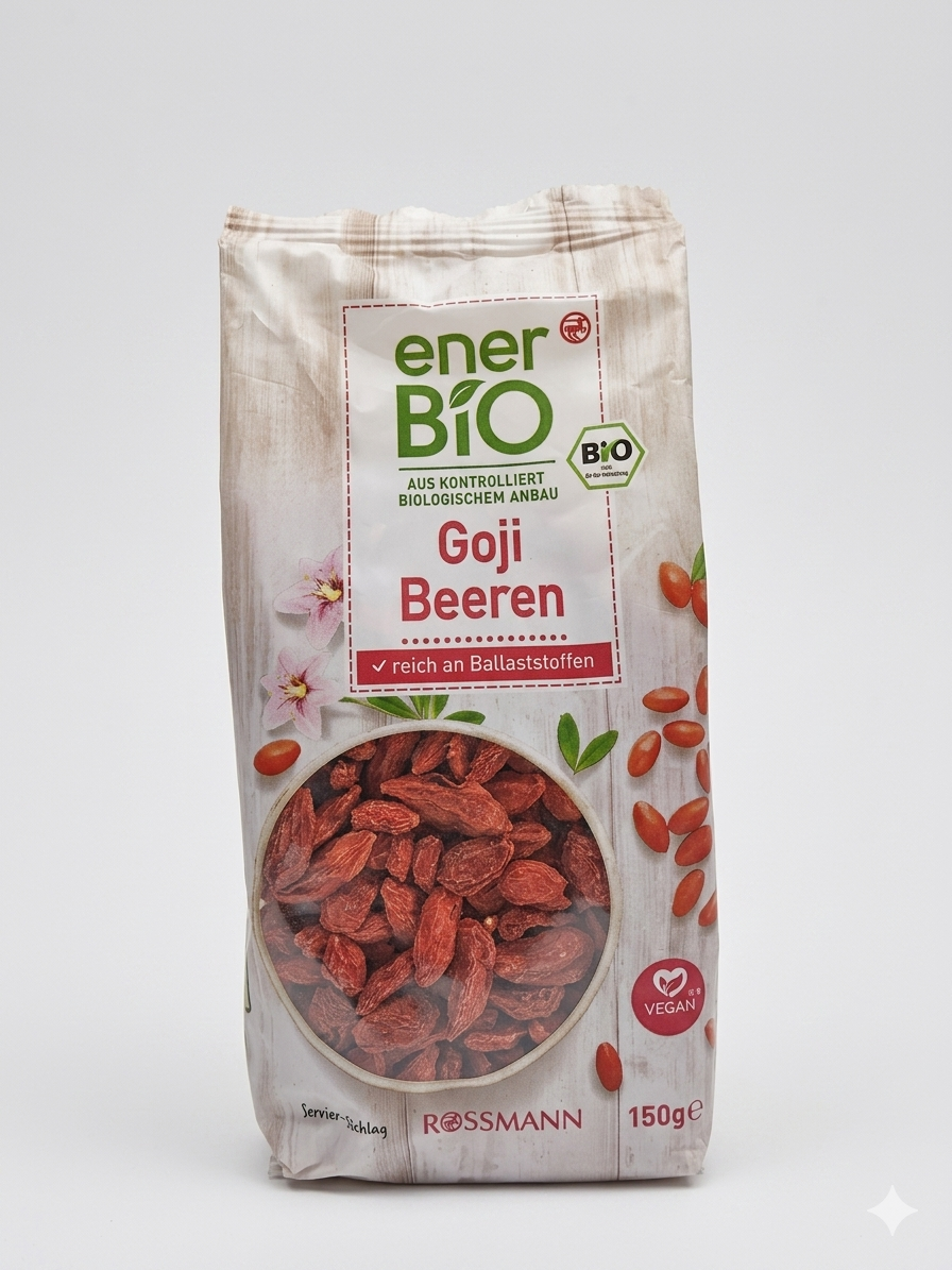 Baies de Goji Séchées Bio "Goji Beeren" - enerBiO (150g) توت غوجي العضوي المجفف من إنيربيو - سوبر فود غني بالألياف