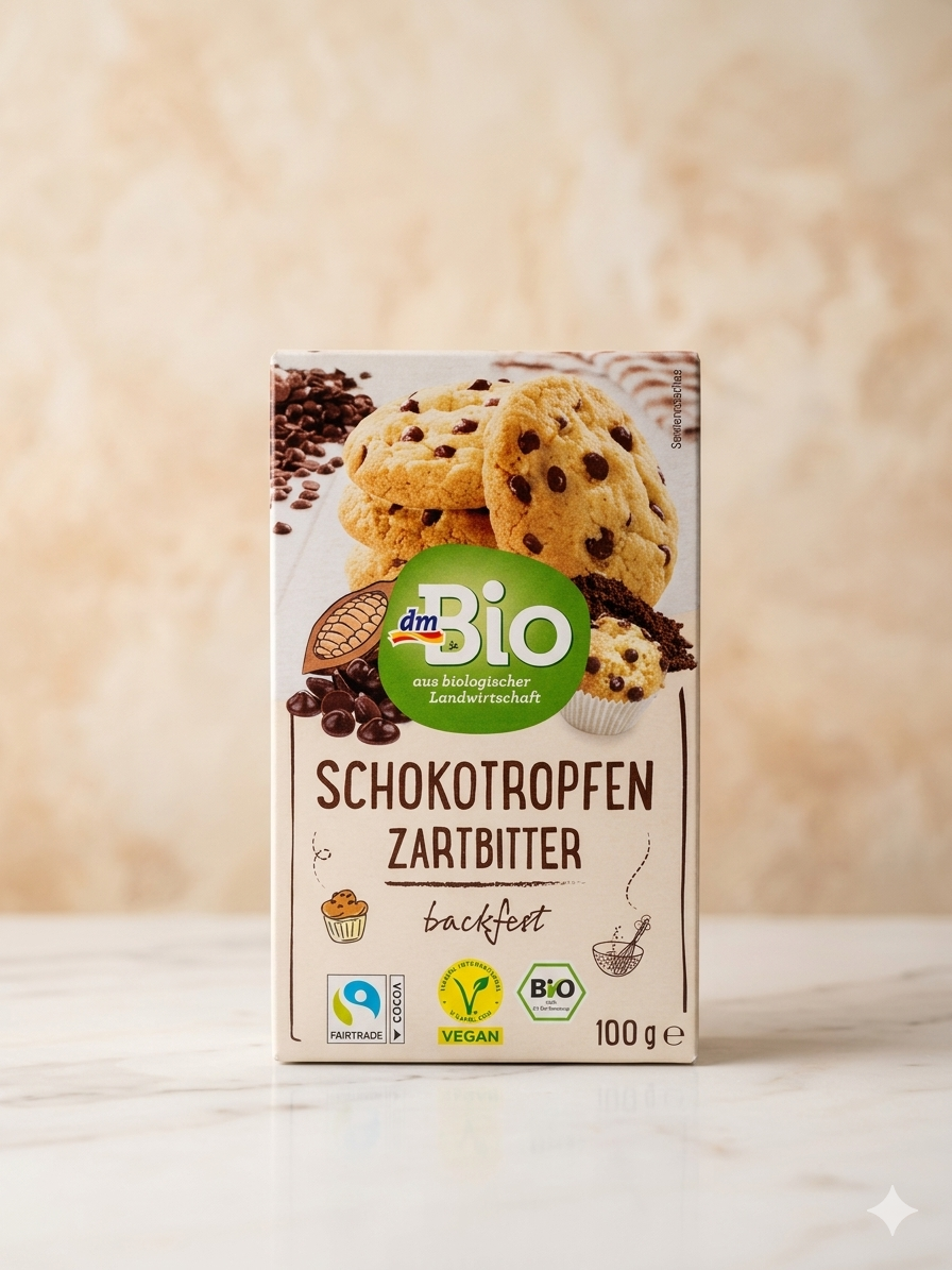 Pépites de Chocolat Noir Bio (Résistantes à la cuisson) - dmBio (100g) حبيبات الشوكولاتة الداكنة العضوية للخبز من دي إم بيو - نباتية ومقاومة للحرارة