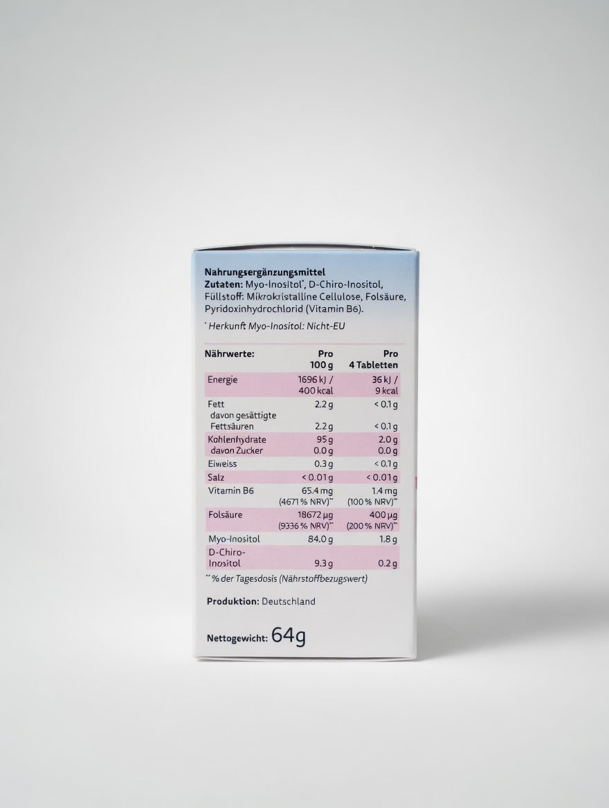 Myo-Inositol & D-Chiro-Inositol avec Vitamine B6 et Acide Folique 120 comprimés مكمل إينوزيتول المزدوج لدعم التوازن الهرموني مع حمض الفوليك وفيتامين B6