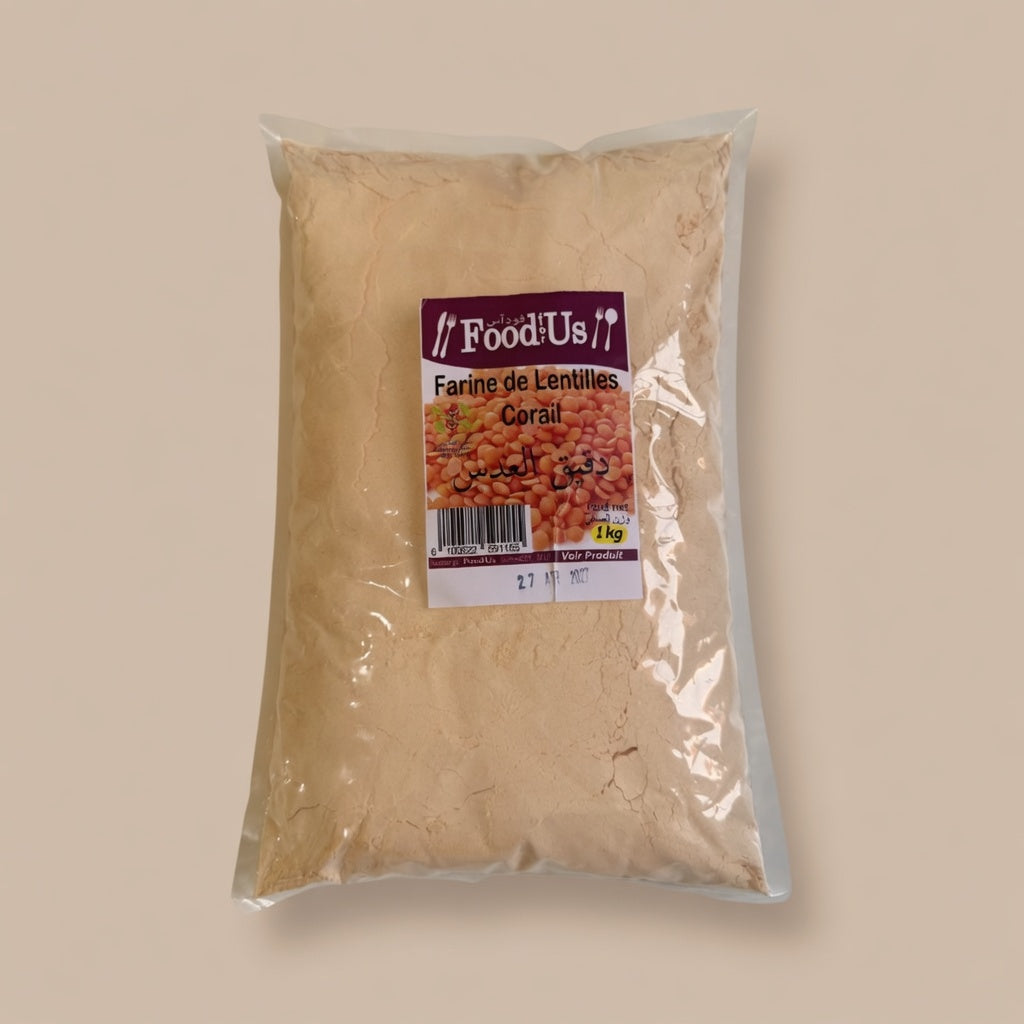 Farine de Lentilles Corail Naturelle - Riche en Protéines (1 kg)-دقيق العدس الأحمر الطبيعي خالي من الغلوتين ومصدر غني بالبروتين
