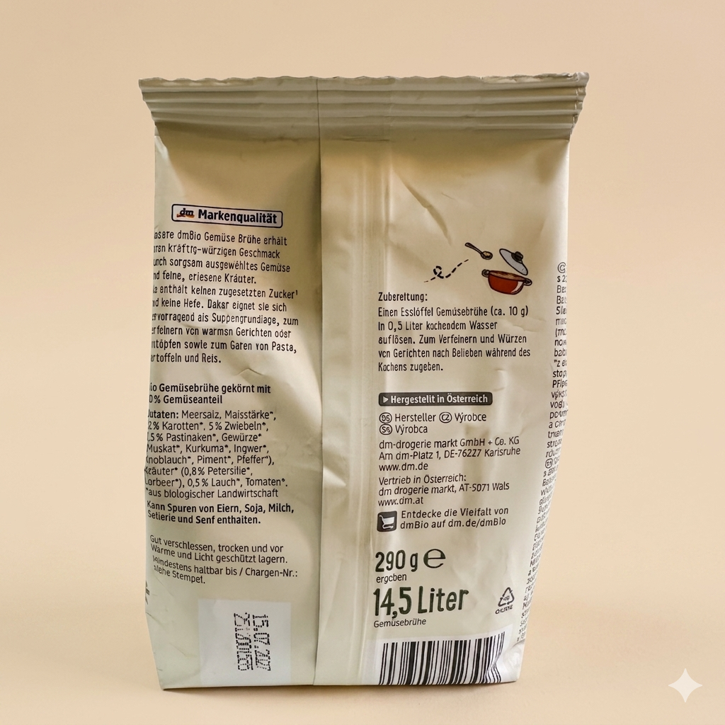 Bouillon de Légumes Bio en Poudre - Sans Levure & Sans Gluten - 290g- مسحوق مرق الخضار العضوي والنباتي