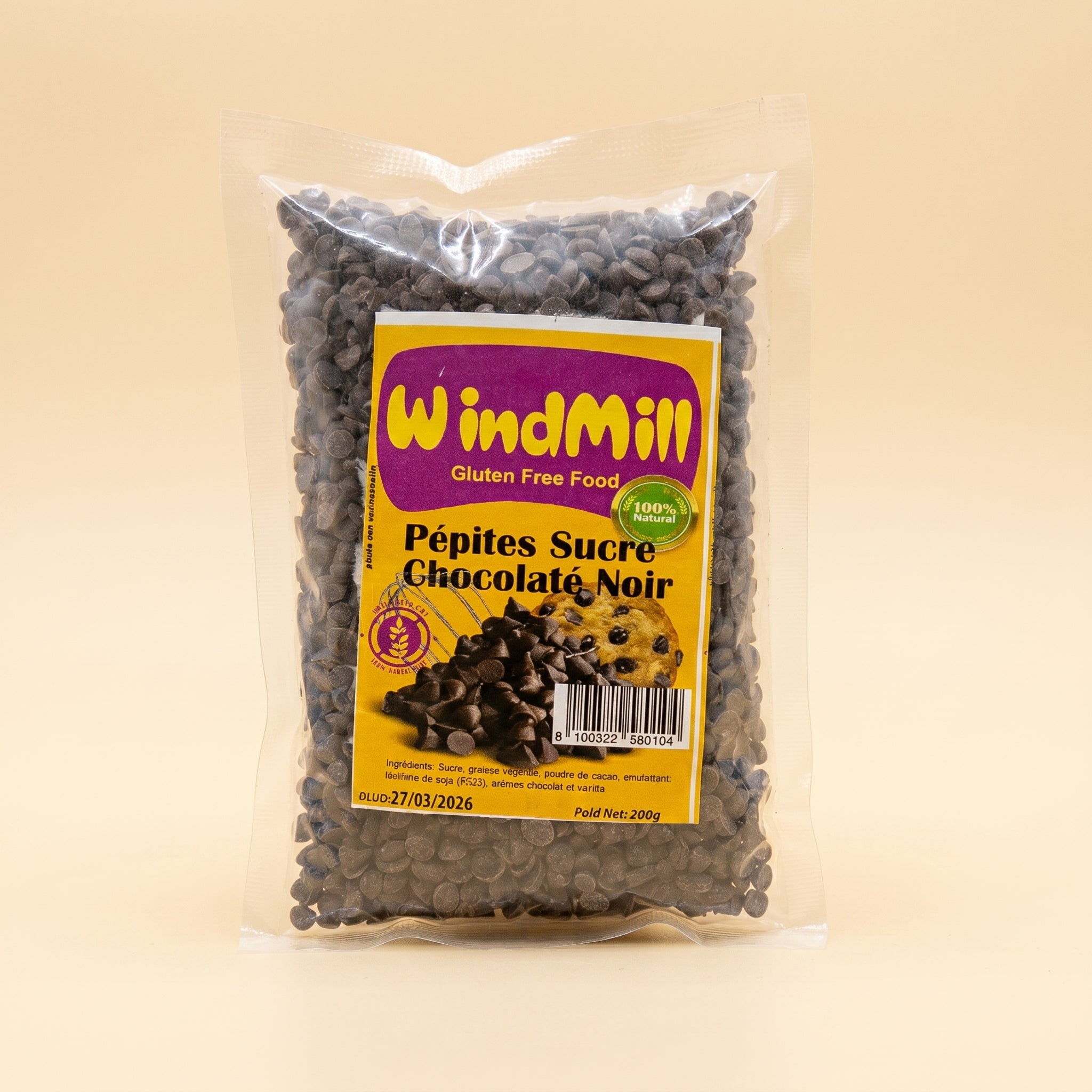 Pépites de Chocolat Noir Sans Gluten – 100 % Naturel- رقائق الشوكولاتة الداكنة