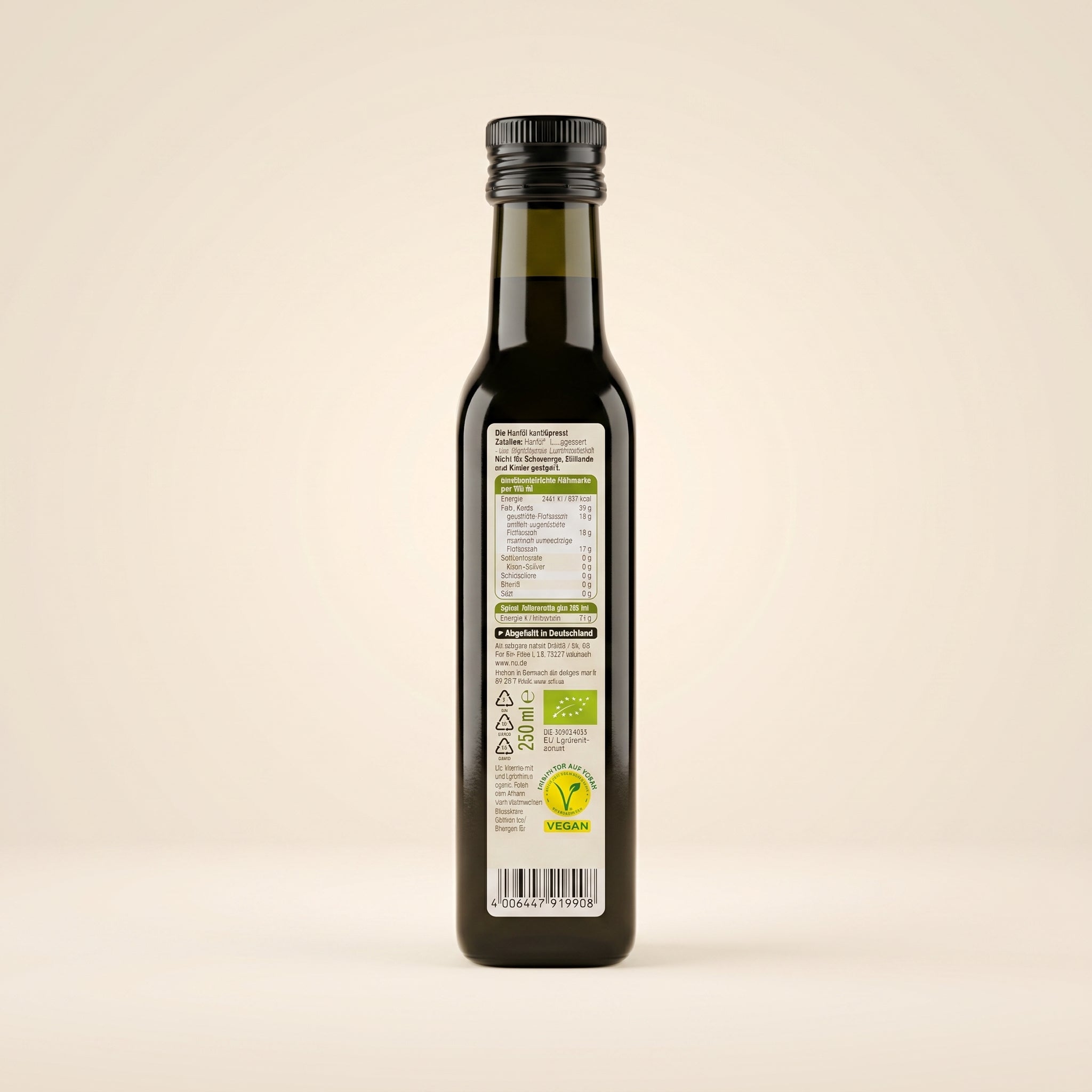 Huile de Chanvre Bio dmBio 250ml — Pressée à Froid | Riche en Oméga-3 | 100% Vegan | Superaliment Naturel