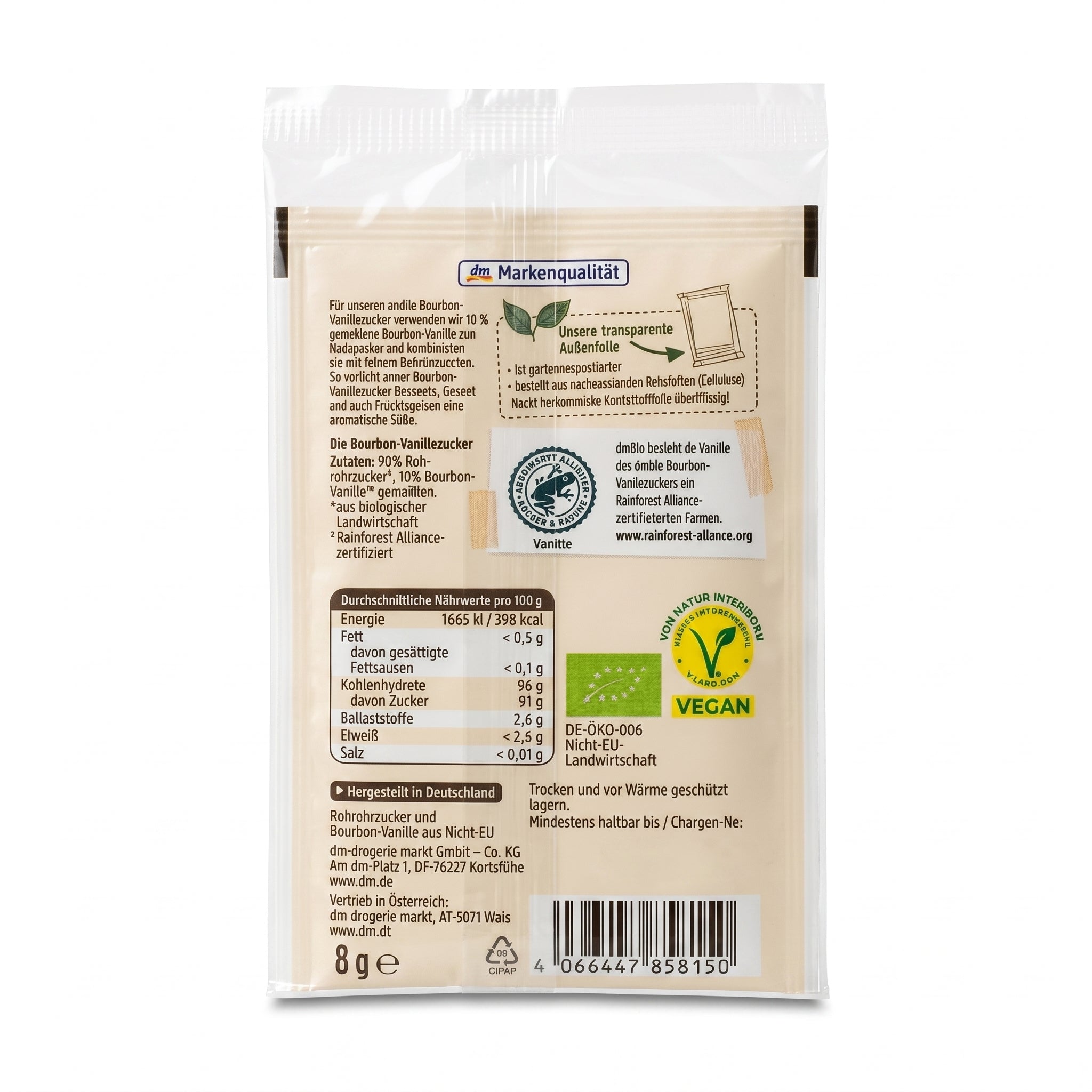 Sucre Vanillé Bourbon Bio 10% de Véritable Vanille, Sucre de Canne (Sachet 8g) سكر فانيليا بوربون العضوي