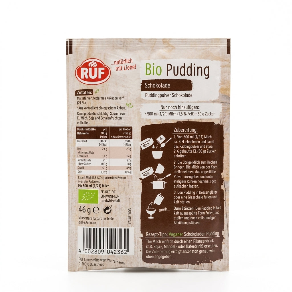Pudding Bio au Chocolat Sans Gluten 46g مسحوق بودينغ الشوكولاتة العضوي