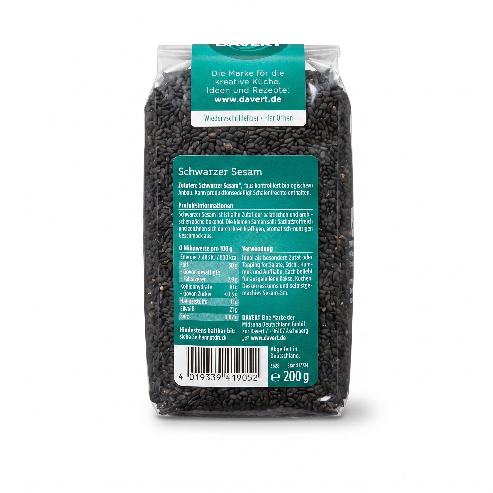 Sesame Noir Bio Davert – Graines de Sésame Noir 200g | Saveur Intense & Nutritive - حبوب السمسم الأسود العضوي 200 جرام | دافيرت | نكهة جوزية عطرية
