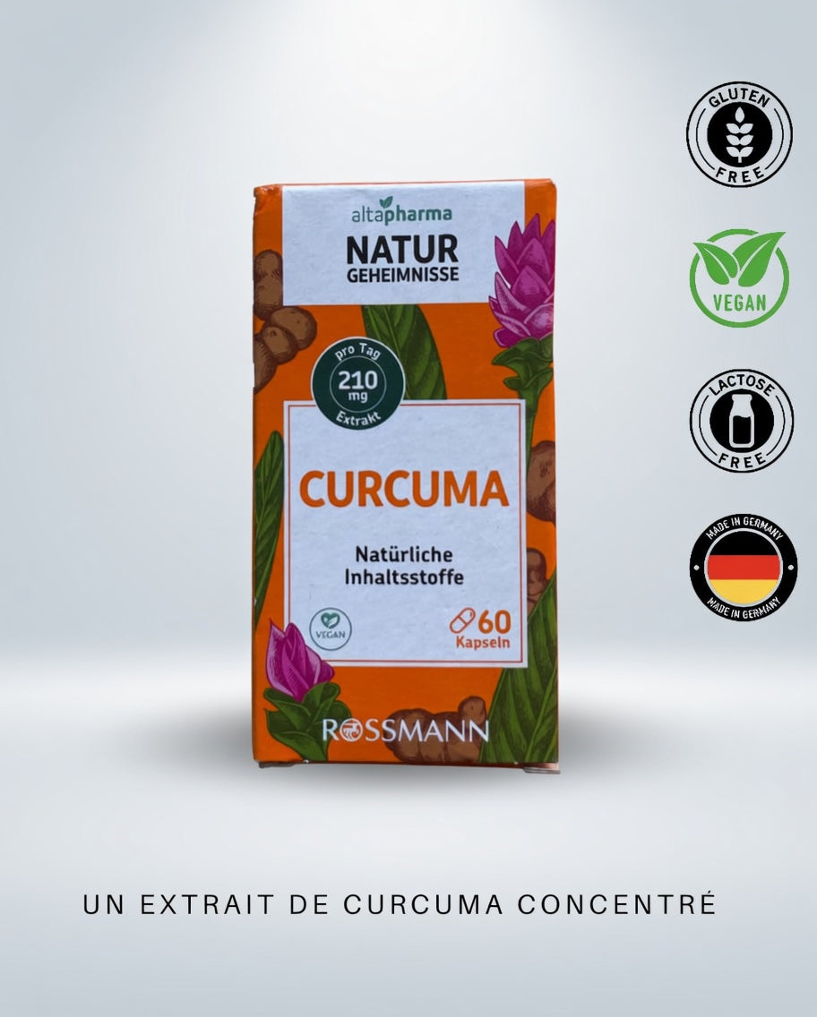 Extrait concentré de Curcuma 60 gelules cure de 2 mois sans gluten sans lactose- مستخلص مركز الكركم طبيعي