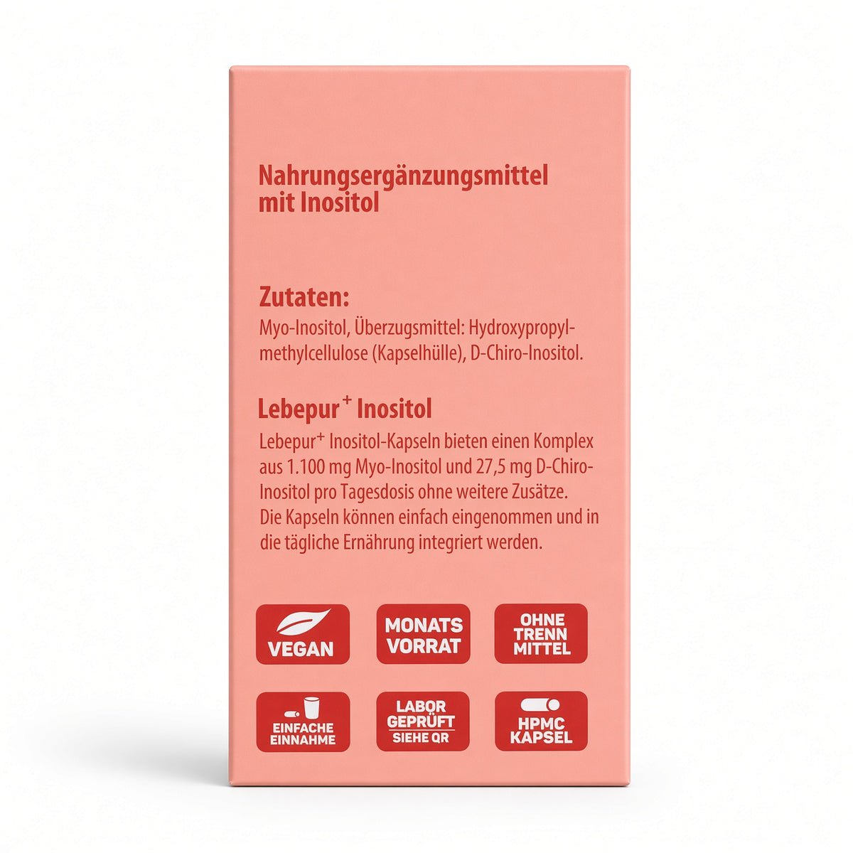 Lebepur+ Myo + D-Chiro Inositol – Complexe Équilibré Pureté Optimale (60 Gélules Végétales – Cure de 1 Mois)-كابسولات ميو ود-تشيرو إينوسيتول من ليبى بور - 60 كابسولة