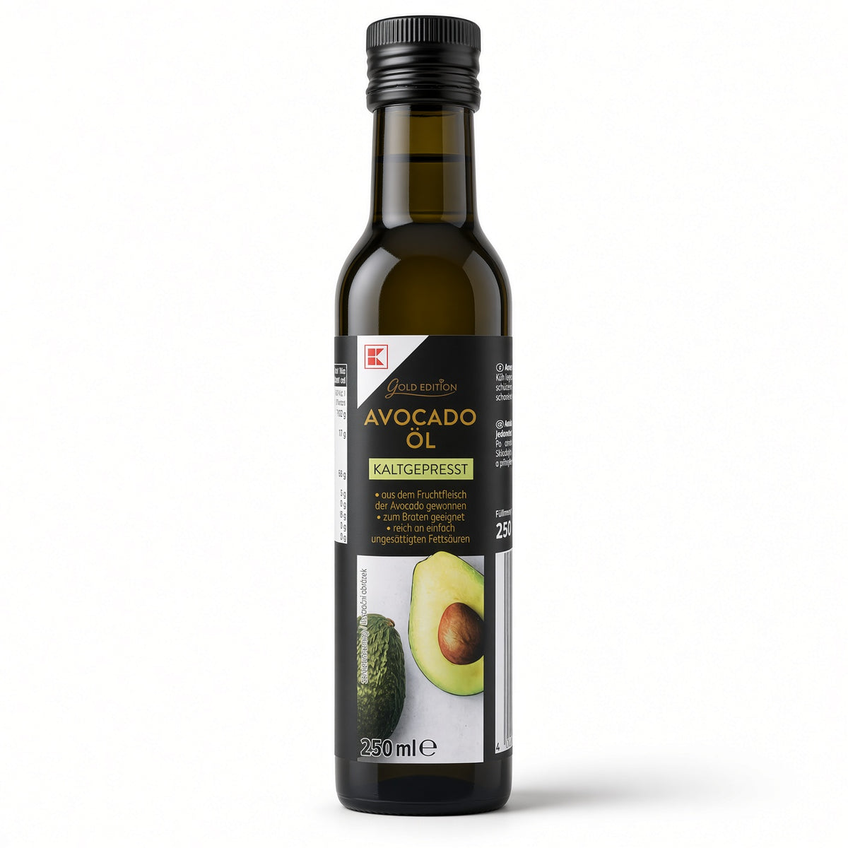 K-Classic Gold Edition Huile d'Avocat Pressée à Froid (Bouteille en Verre de 250 ml)-زيت الأفوكادو المعصور على البارد