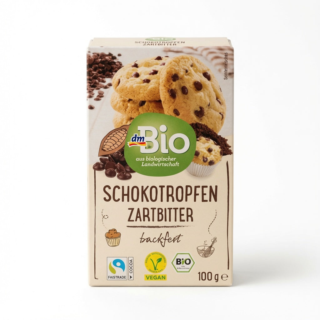 Pépites de Chocolat Noir Bio (Résistantes à la cuisson) - dmBio (100g) حبيبات الشوكولاتة الداكنة العضوية للخبز من دي إم بيو - نباتية ومقاومة للحرارة
