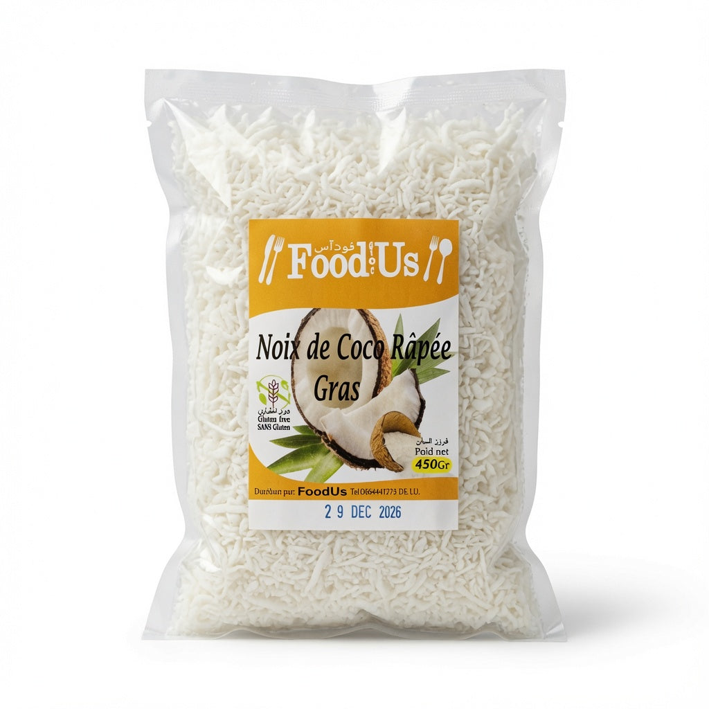 Noix de Coco Râpée Grasse Sans Gluten 450g – جوز الهند قوام غني ونكهة طبيعية