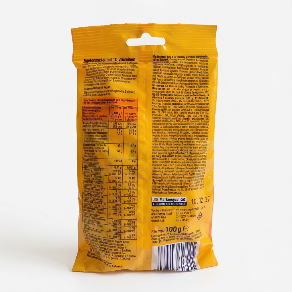 Pastilles de Dextrose aux 10 Vitamines - Saveur Orange Fruitée - Mivolis (100g) "طاقة فورية + 10 فيتامينات في حبة واحدة — بنكهة البرتقال المنعشة!"