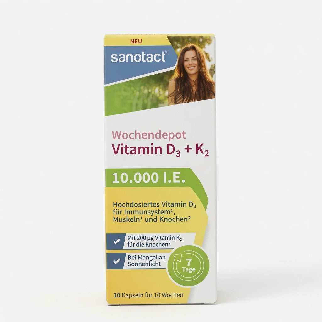 Vitamine D3 + K2 (10 000 UI) - 10 Gélules Cure de 2 mois et demi- كبسولات فيتامين D3 + K2 عالي التركيز
