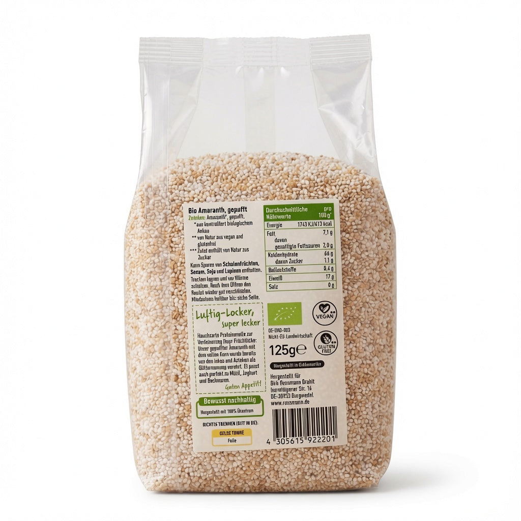 Amarante Soufflée Bio Sans Gluten (125g) الأمارانث العضوي المنفوخ بدون سكر مضاف"