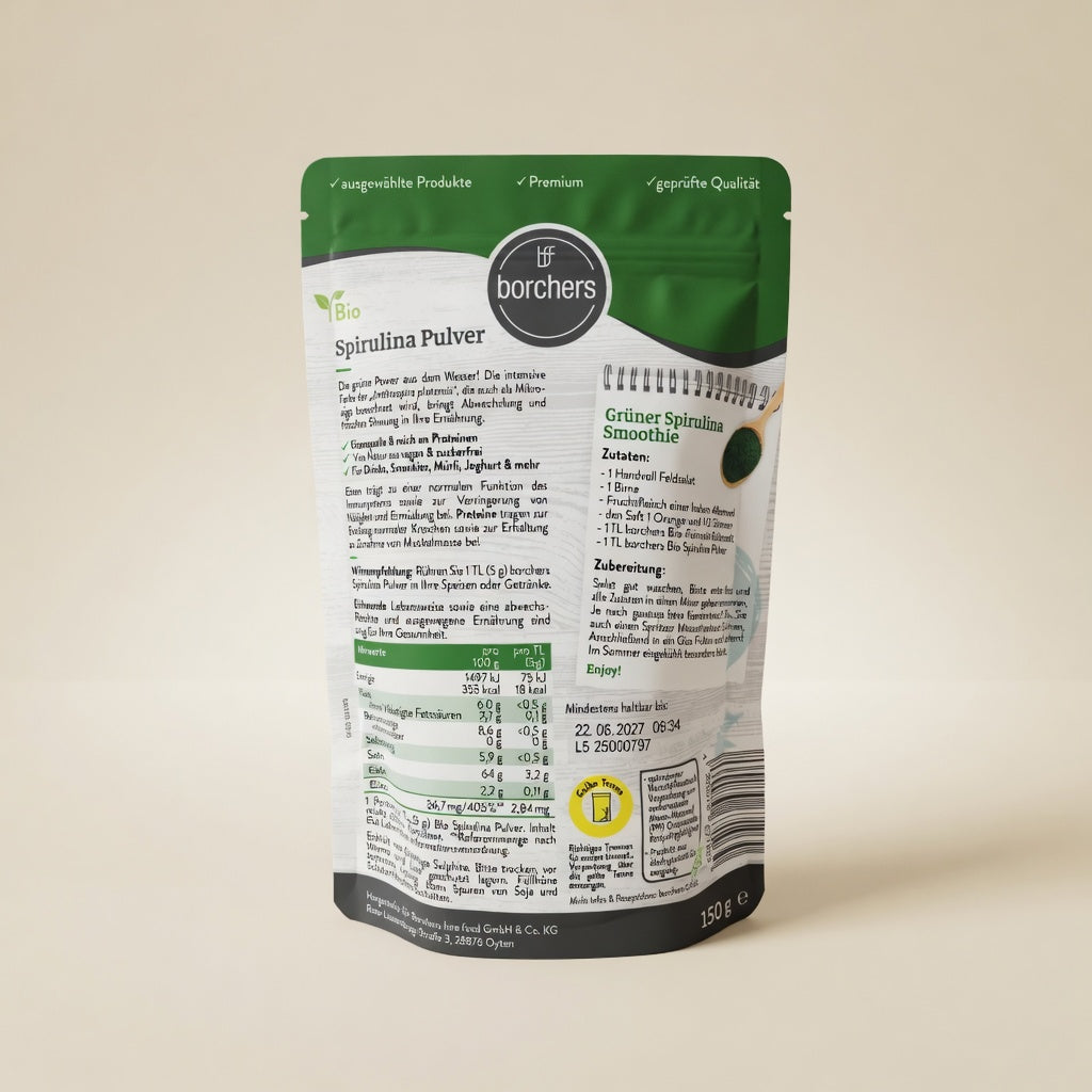 Poudre de Spiruline Bio 150g 100% Algue Pure مسحوق طحالب السبيرولينا العضوي