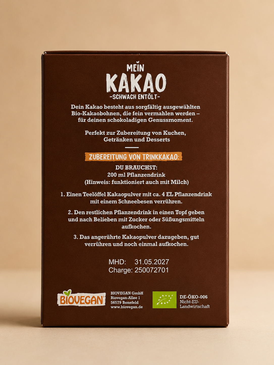 Poudre de Cacao Bio Faiblement Dégraissé  مسحوق كاكاو عضوي نباتي وغني بالنكهة