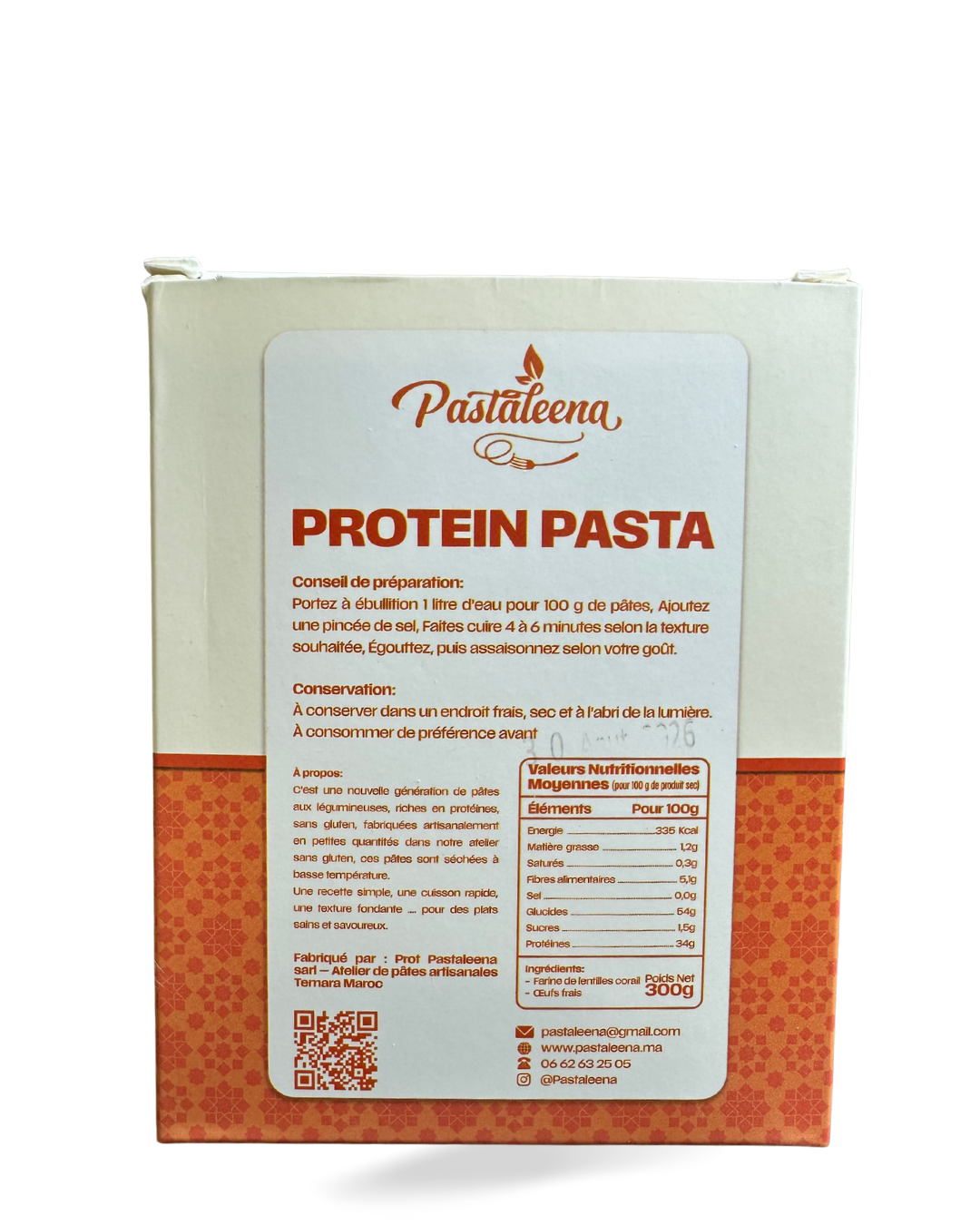 Pâte aux Lentilles Corail sans gluten 300g – معكرونة بروتينية من العدس الأحمر