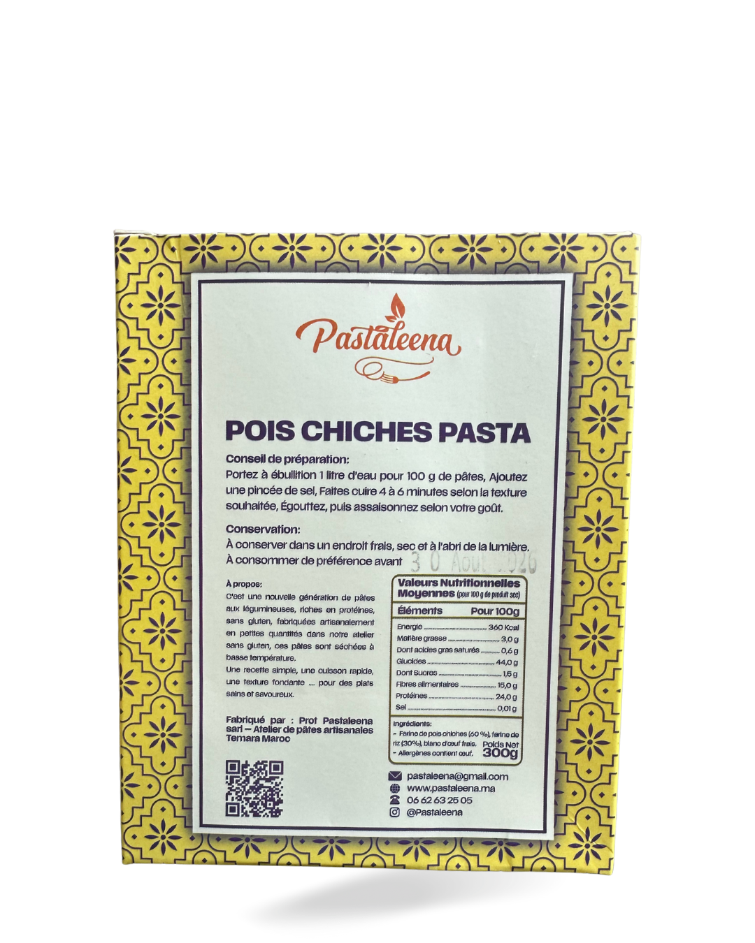 Pâtes aux Pois Chiches Sans Gluten 300g – معكرونة الحمص