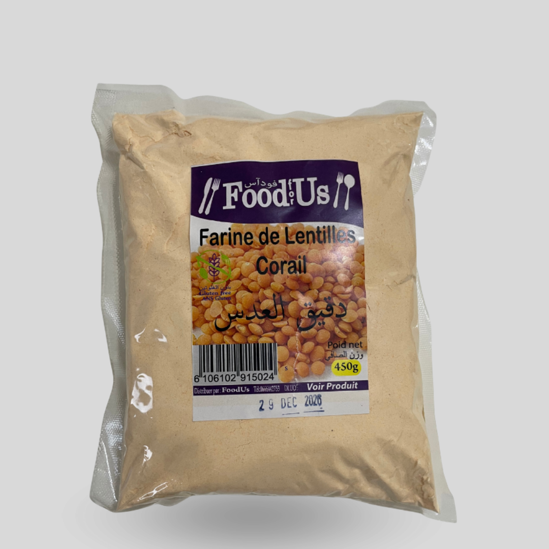 Farine de Lentilles Corail Sans Gluten 450g – دقيق العدس الأحمر