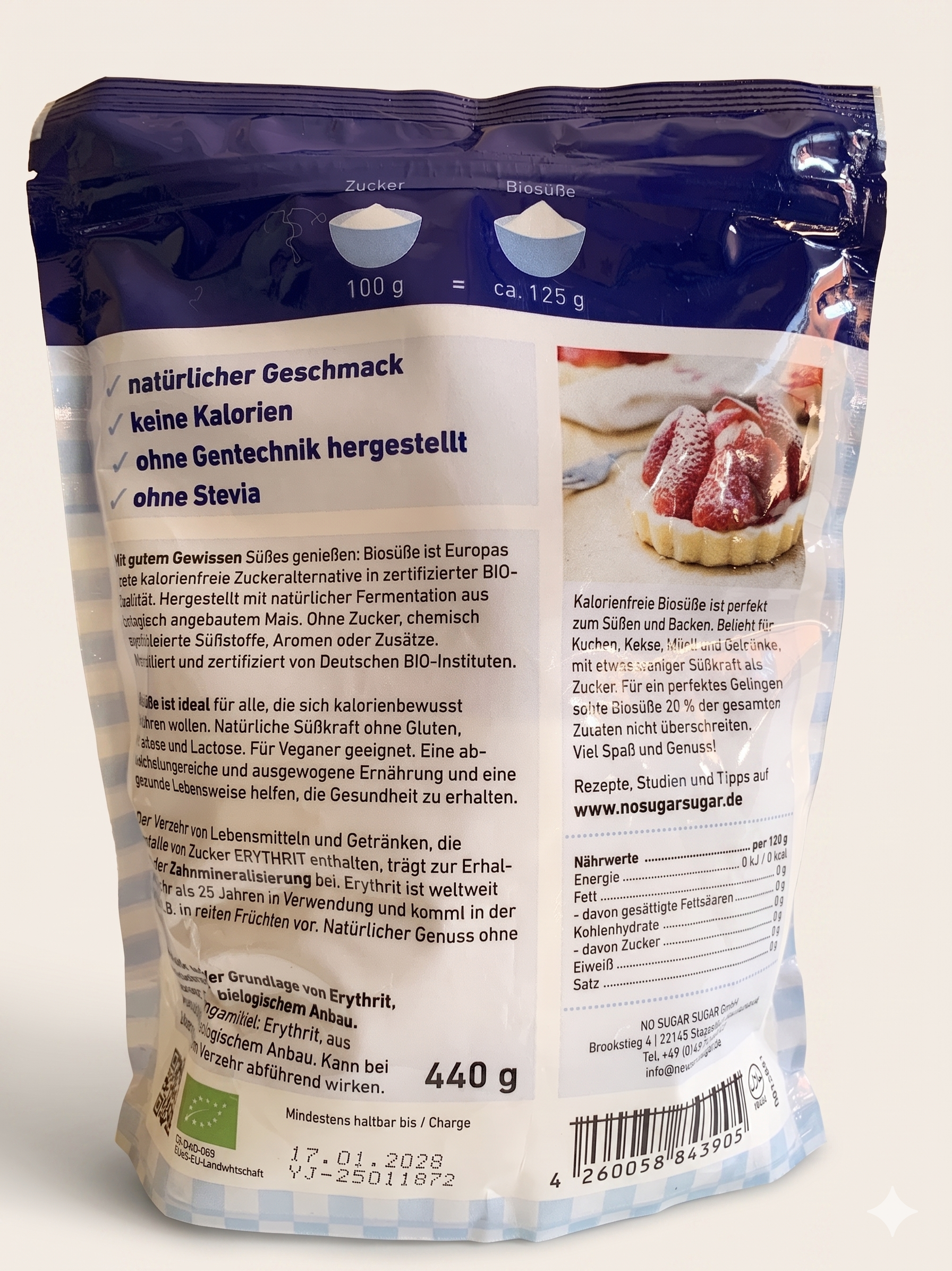 Édulcorant Bio "Biosüße" - Alternative au Sucre Zéro Calorie à l'Érythritol (440g) "استمتع بالحلاوة بلا ذنب — بديل السكر العضوي صفر سعرات حرارية!"