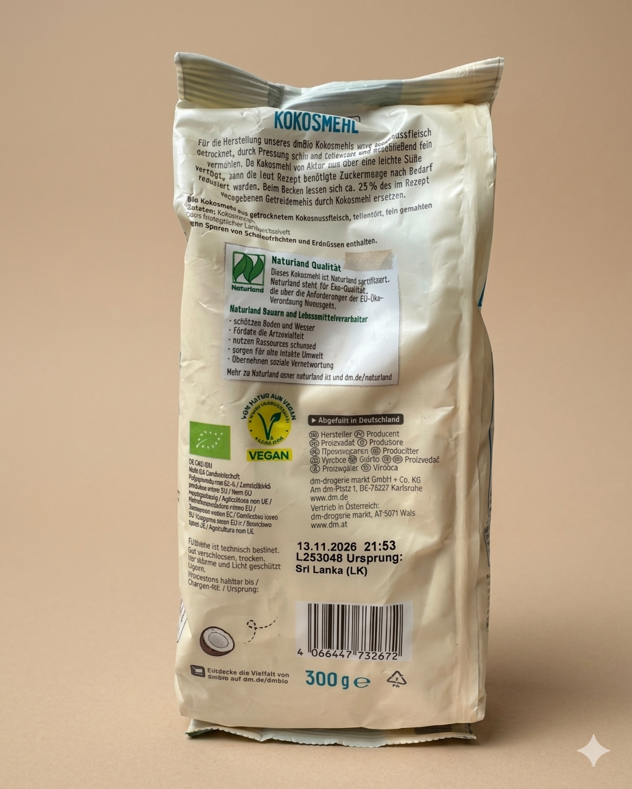 Farine de Coco Bio 300g - دقيق جوز الهند خالٍ من الغلوتين وغني بالألياف