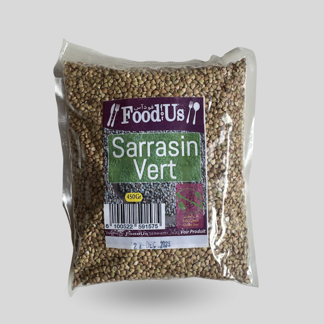 Sarrasin Vert Naturel 450g - حبوب الحنطة السوداء: الحبة الفاتحة اللون او الخضراء sans gluten