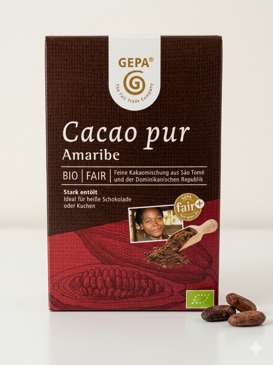 Cacao Pur "Amaribe" Fortement Dégraissé (Bio & Équitable) مسحوق كاكاو جيبا "أماريب" العضوي النقي