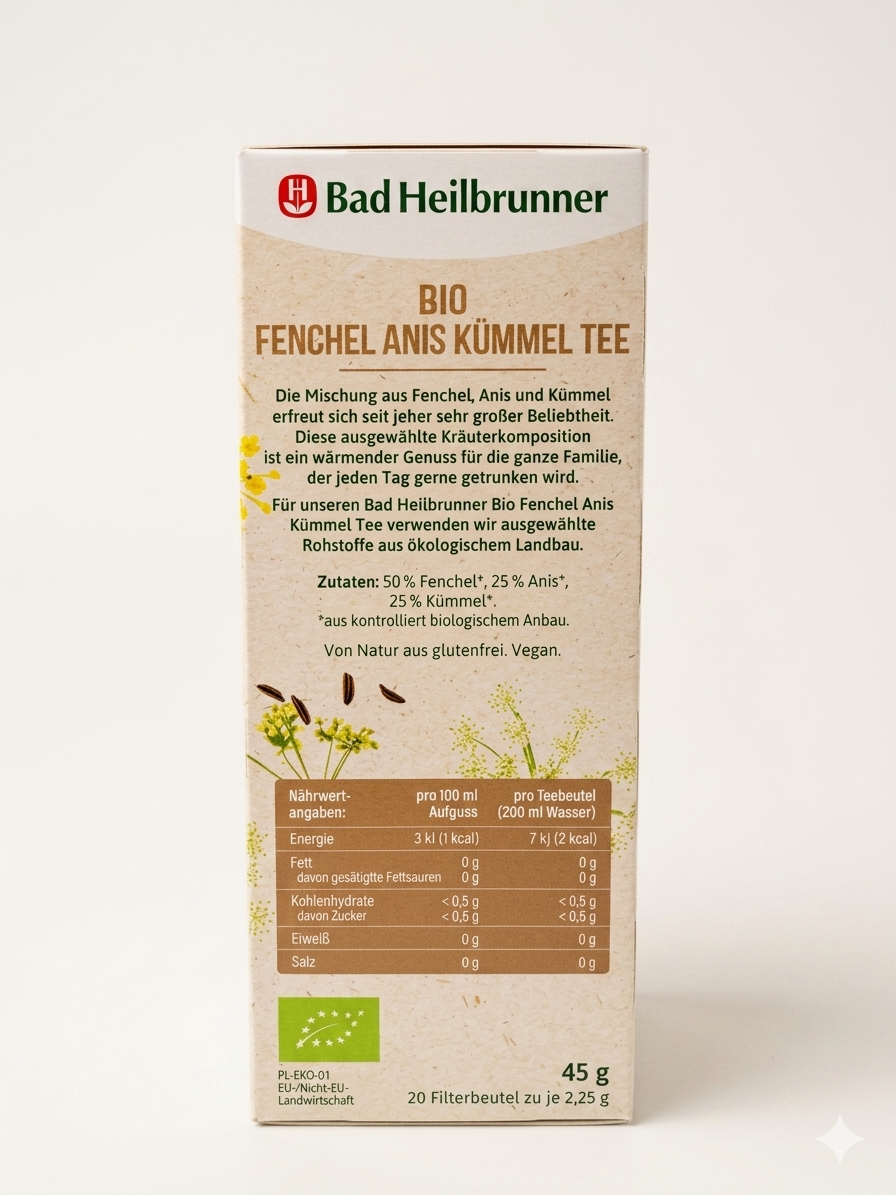 Tisane Bio Fenouil, Anis et Carvi 20 Sachets شاي عشبي عضوي مزيج النافع و نجمة أنيس والكروية
