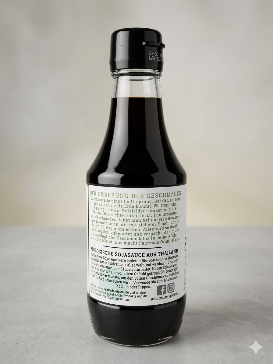 Sauce Soja Bio Fairtrade Original – Naturellement Fermentée – Sans Gluten & Vegan – 200ml صلصة الصويا التايلاندية العضوية من فيرتريد أوريجينال - خالية من الغلوتين