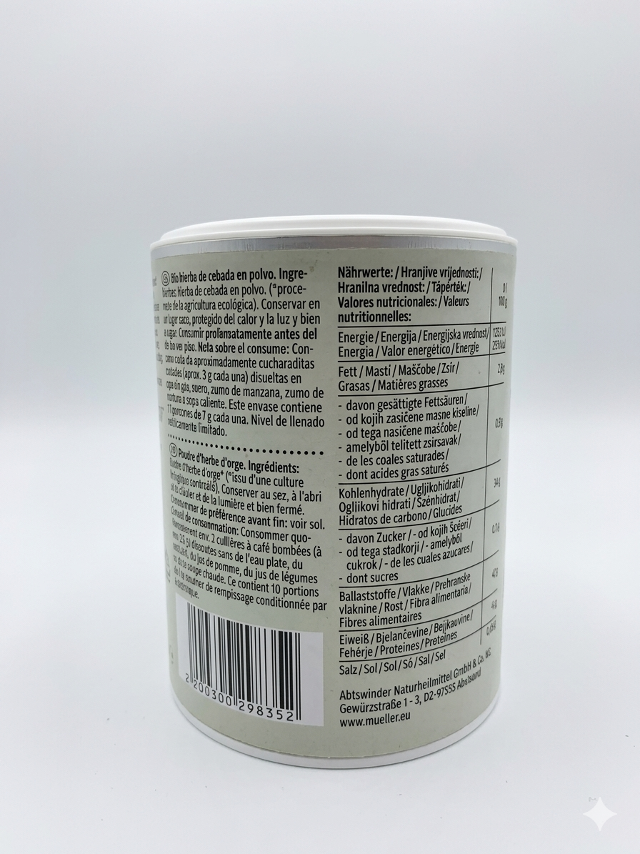 Herbe d'Orge Bio en Poudre sans gluten 75g مسحوق عشبة الشعير العضوي النقي بدون غلوتين