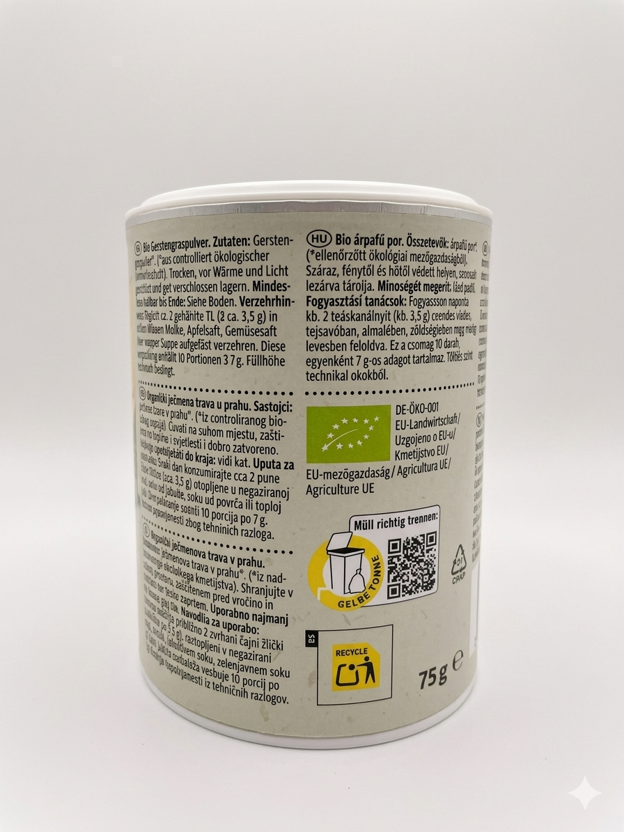 Herbe d'Orge Bio en Poudre sans gluten 75g مسحوق عشبة الشعير العضوي النقي بدون غلوتين