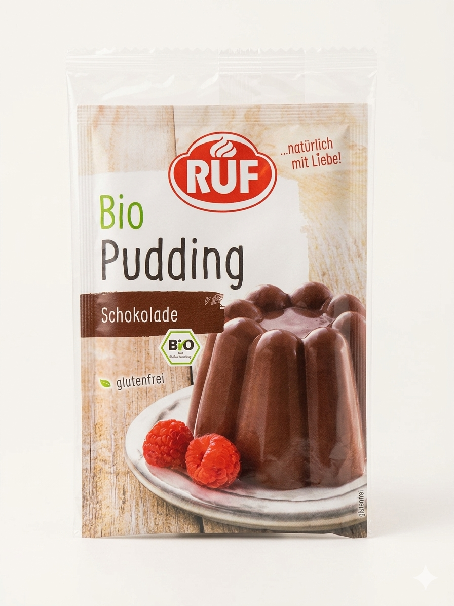 Préparation pour Pudding Bio au Chocolat (Sans Gluten) - RUF (46g) مسحوق بودينغ الشوكولاتة العضوي من روف  - خالي من الغلوتين