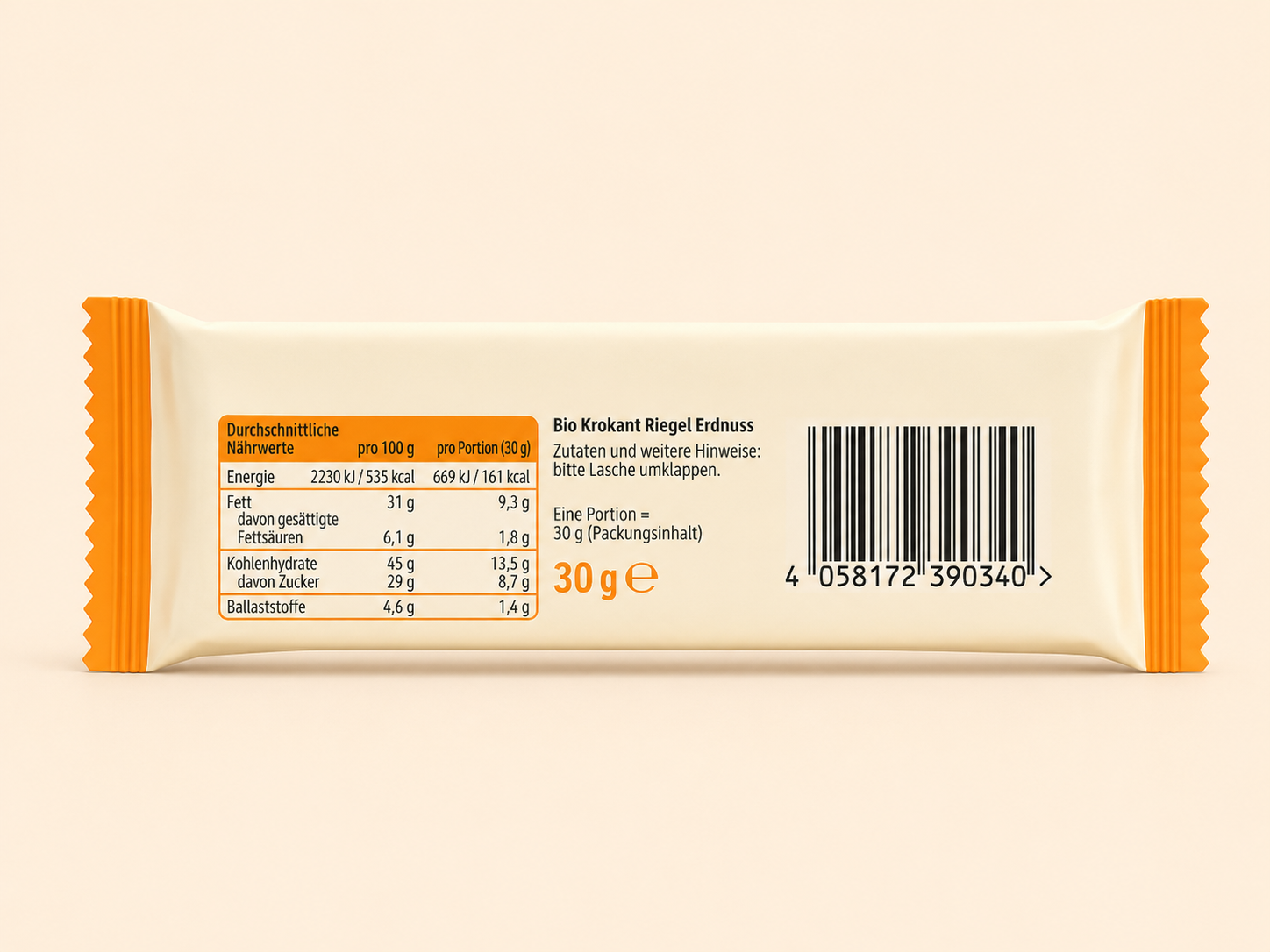 Barre Croustillante à la Cacahuète Bio 30g Vegan