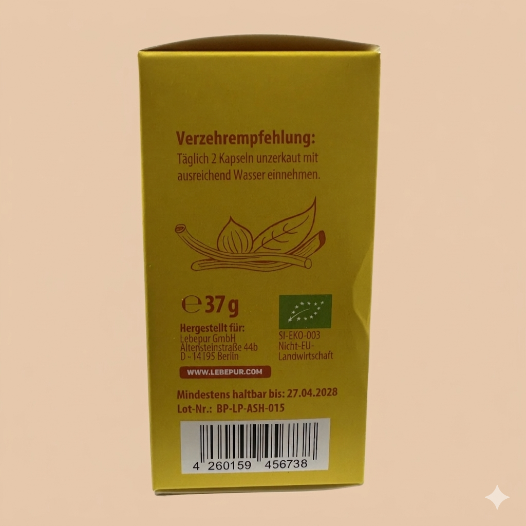 Ashwagandha Bio 1000 mg - 60 Gélules Végétalesb- كبسولات جذور الأشواغاندا العضوية