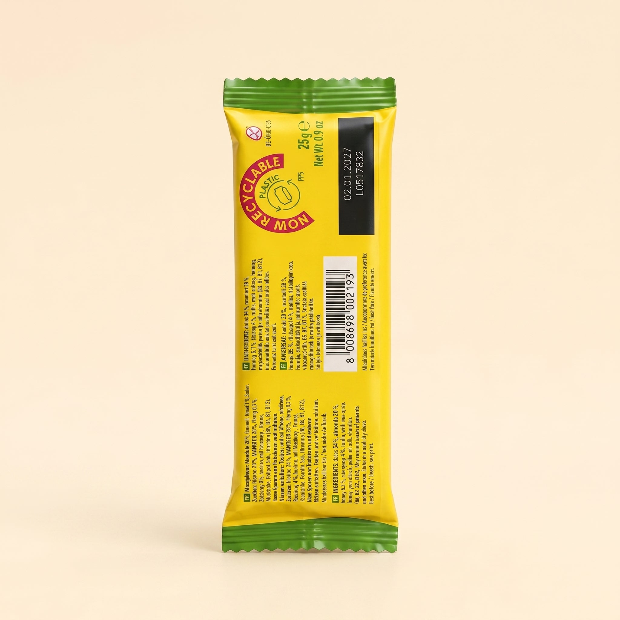 Barre de Céréales aux Dattes & Amandes Sans Gluten 25g بار الحبوب المقرمش خالي من الغلوتين