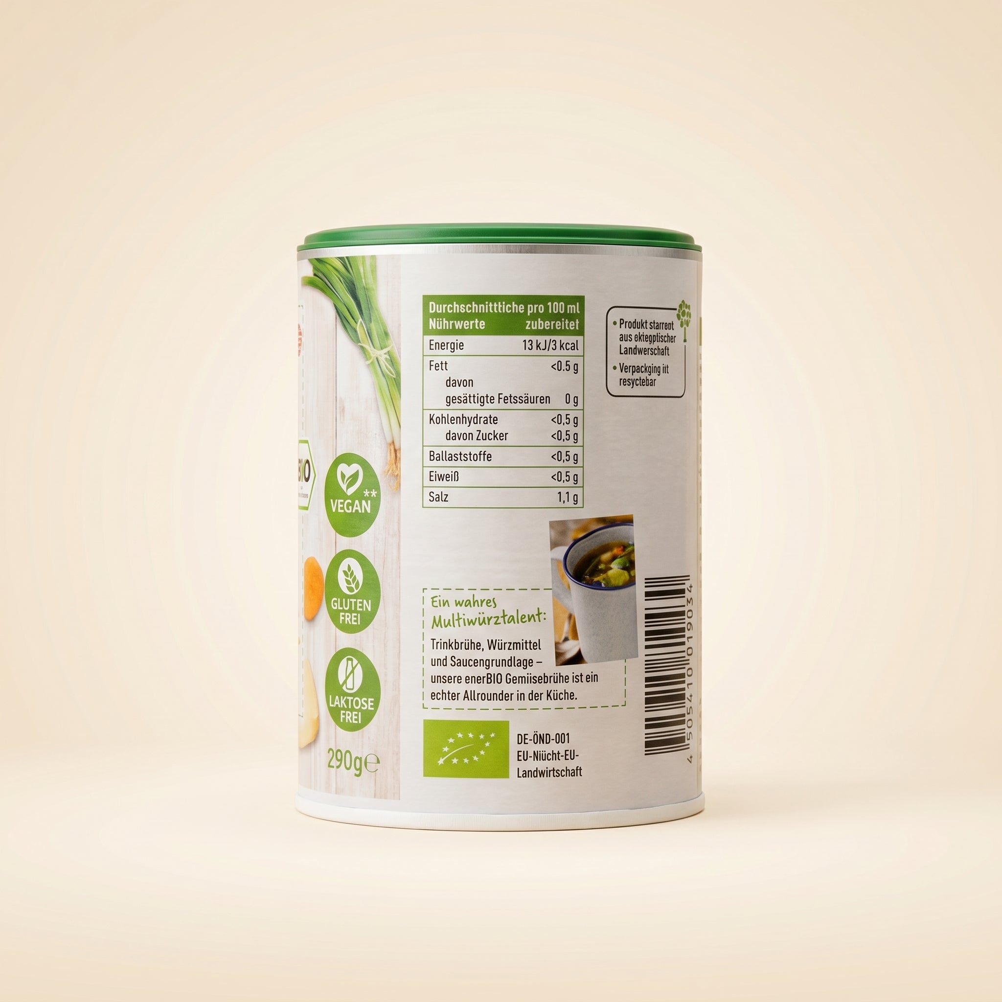 Bouillon de Légumes Bio 290g Sans Sucre Ajouté Sans Gluten Sans Lactose  مرق خضار عضوي بودرة