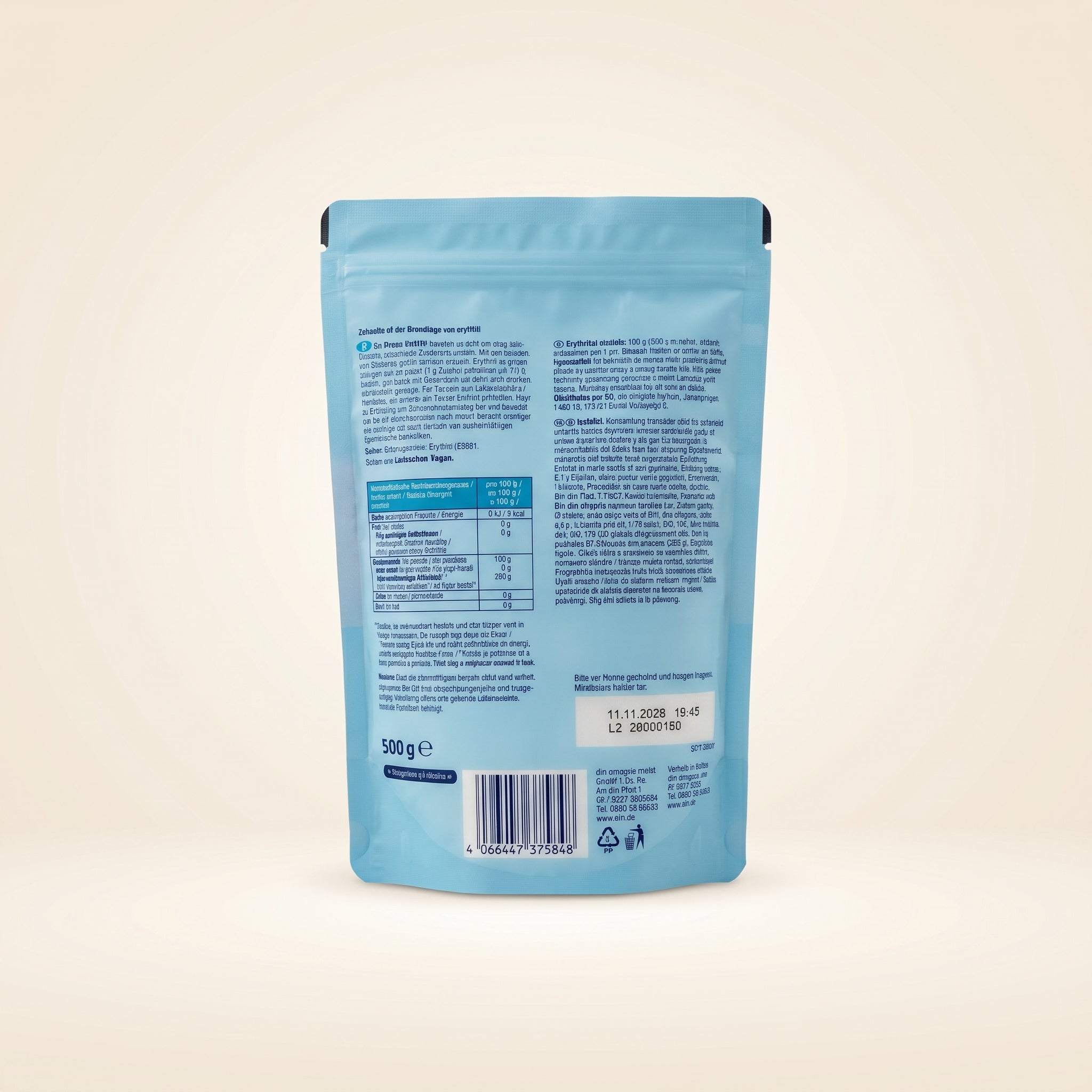 Érythritol 500g Sucre Zéro Calorie سكر إريثريتول طبيعي خالي من السعرات الحرارية