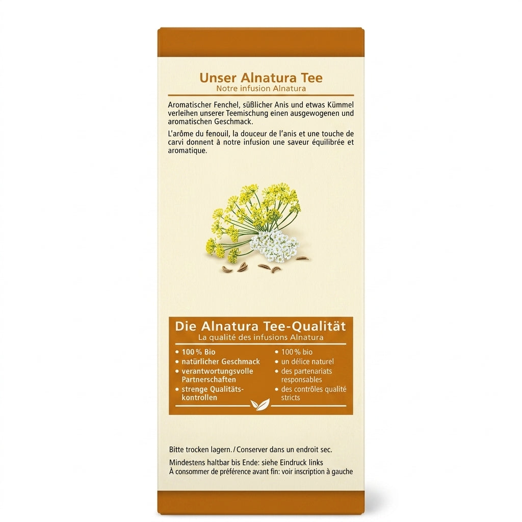 Infusion Fenouil Anis Carvi Bio 20 Sachets- شاي أعشاب الشمر، اليانسون، والكراوية العضوي من ألناتورا (Alnatura) – 20 كيس