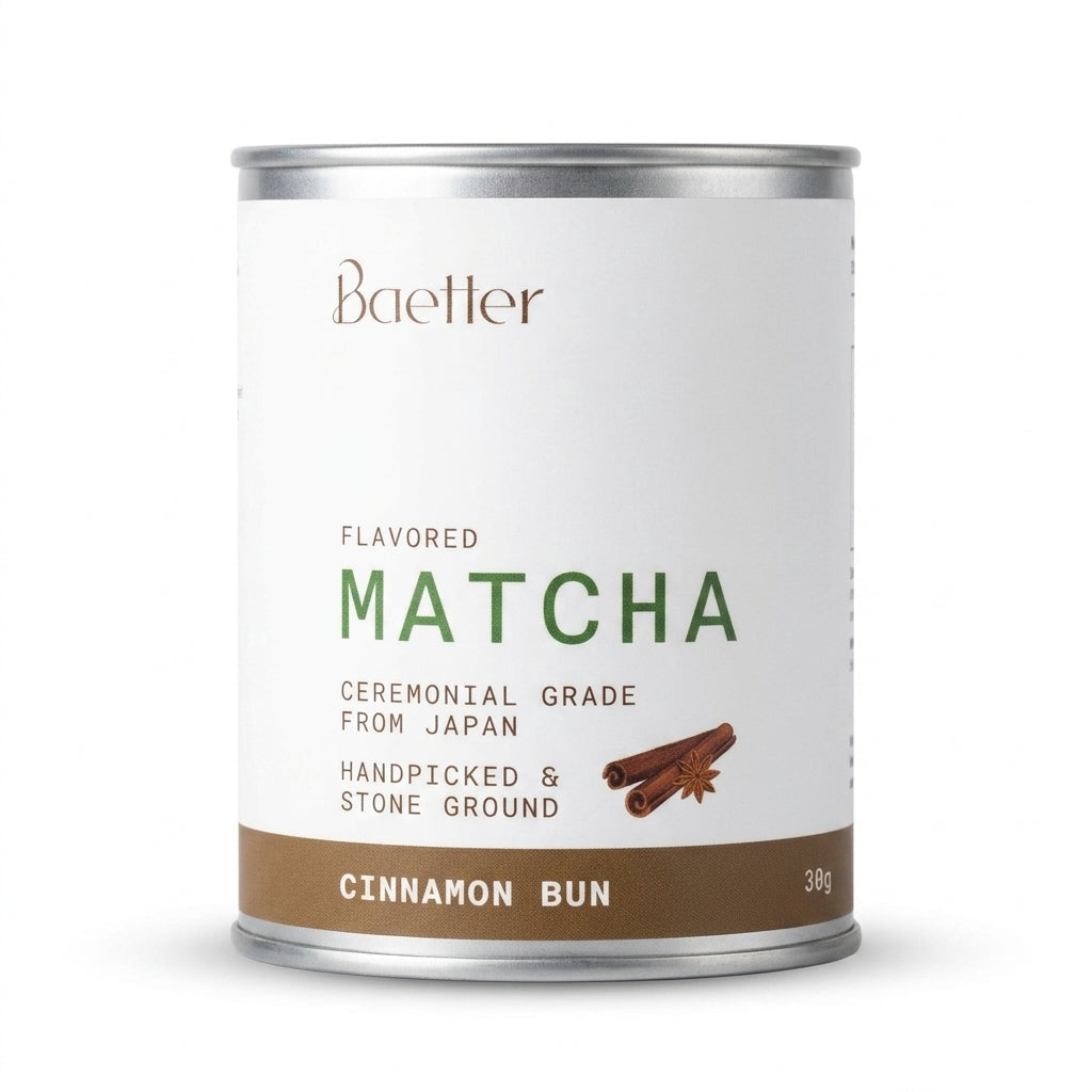 Matcha Aromatisé Cinnamon Bun (Cannelle & Vanille) Matcha Cérémonial du Japon 30 g شاي ماتشا بنكهة لفائف القرفة  من اليابان