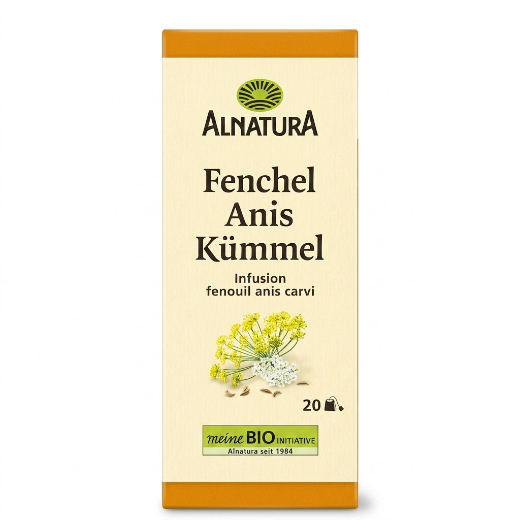 Infusion Fenouil Anis Carvi Bio 20 Sachets- شاي أعشاب الشمر، اليانسون، والكراوية العضوي من ألناتورا (Alnatura) – 20 كيس