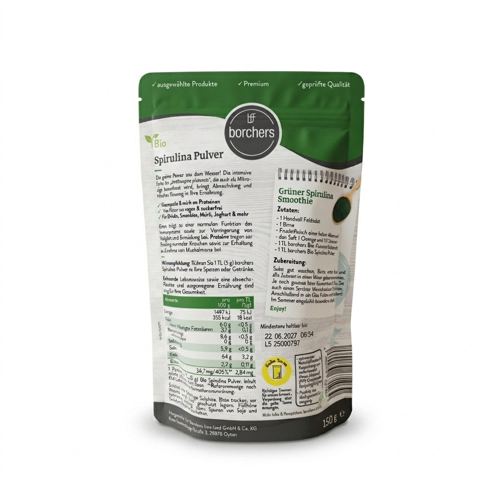 Poudre de Spiruline Bio 150g 100% Algue Pure مسحوق طحالب السبيرولينا العضوي