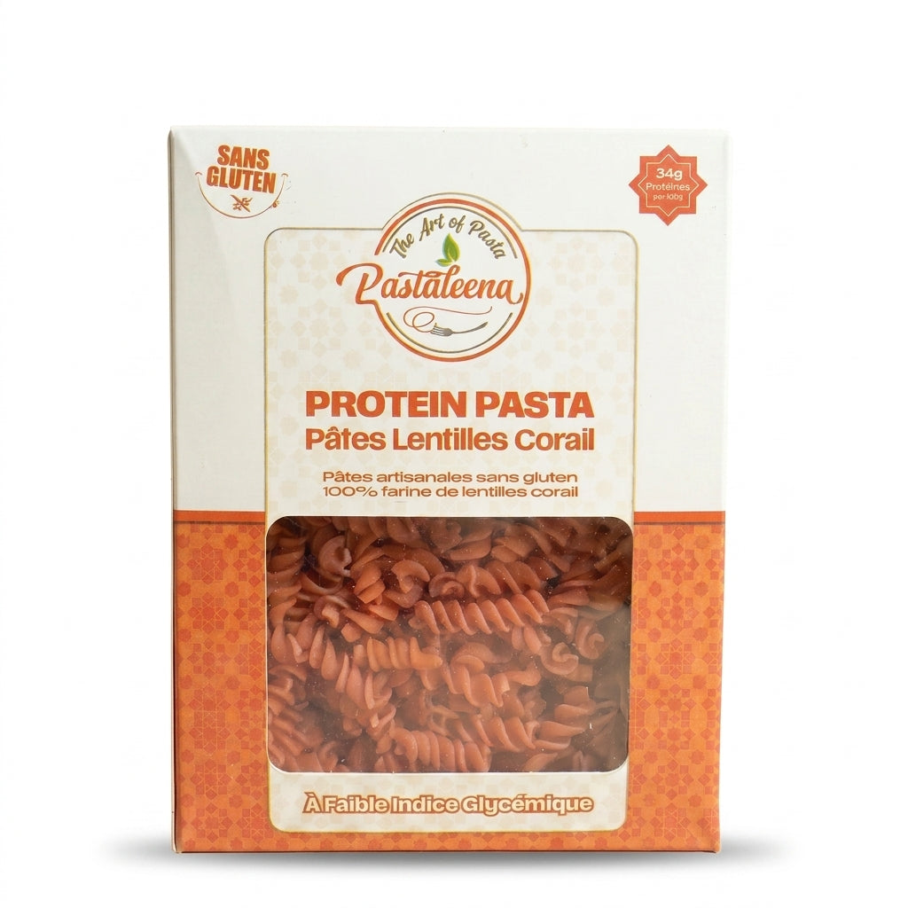 Pâte aux Lentilles Corail sans gluten 300g – معكرونة بروتينية من العدس الأحمر